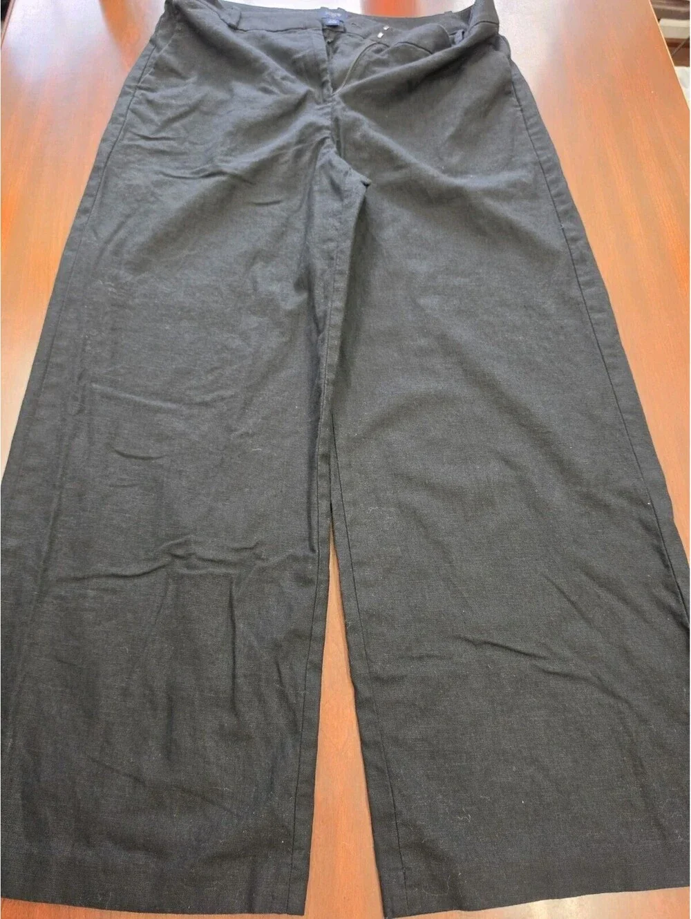 J Crew Womens Black Wide Leg Linen Blend Pants Size 12 Office Coastal Quiet Luxe